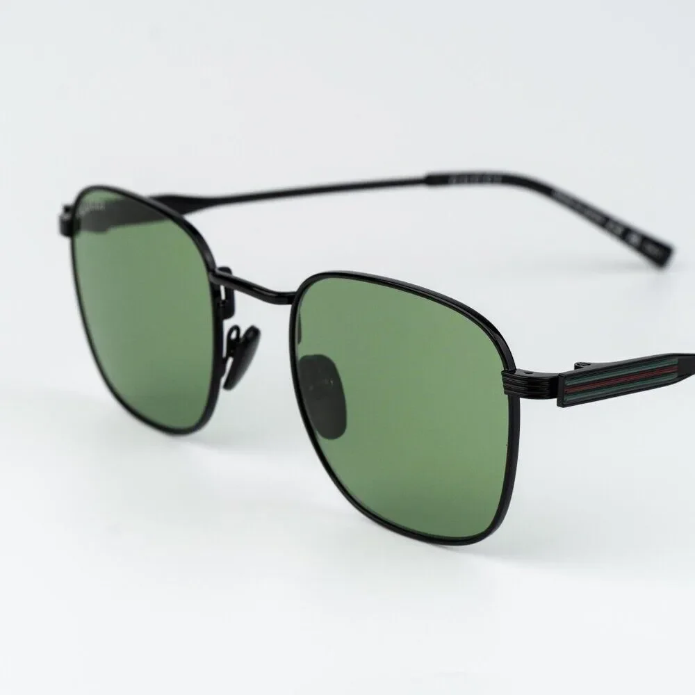 Gucci Men Sunglasses Metal Black Green Square GG1876S 004 NEW AUTHENTIC